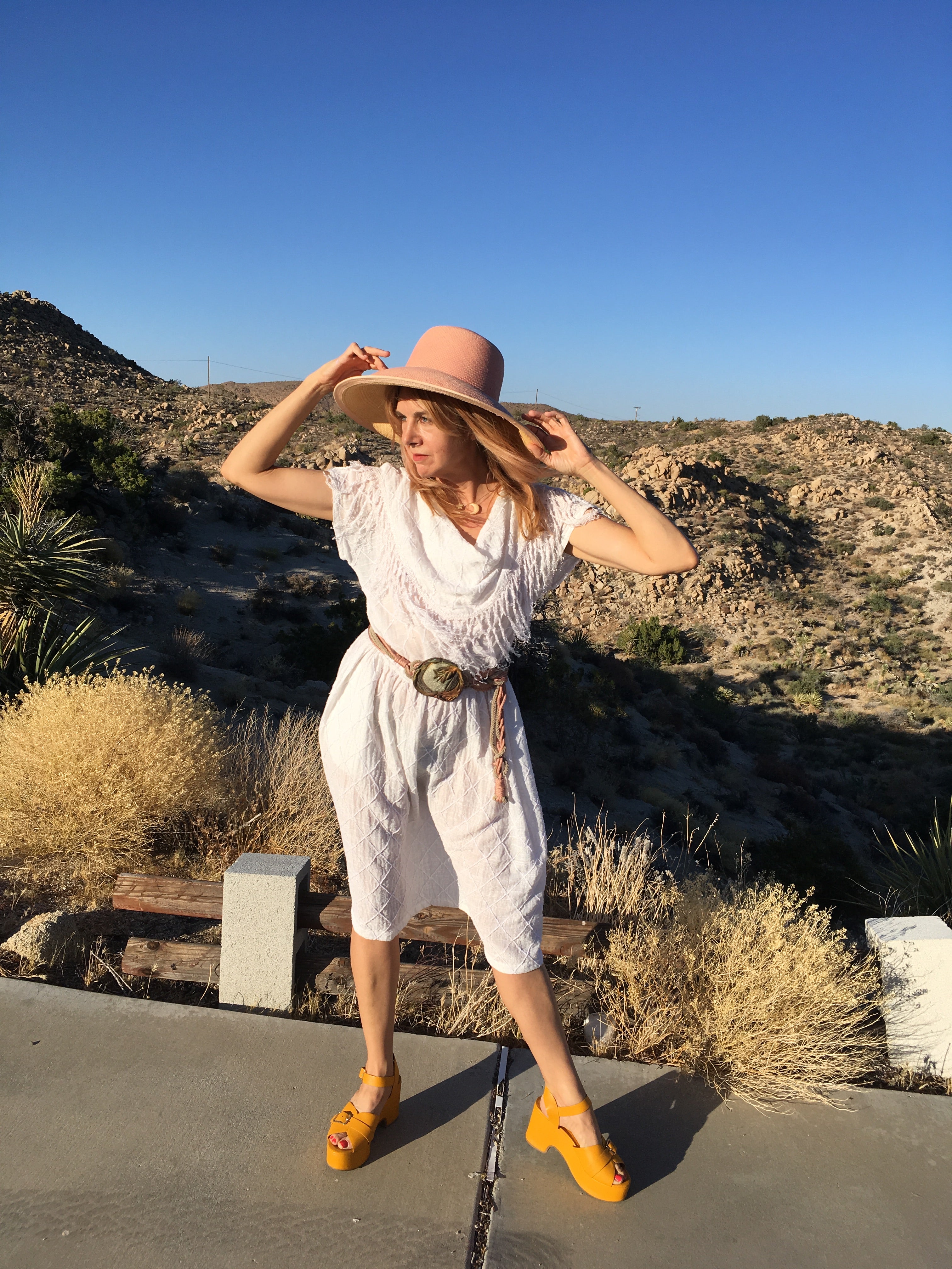 Soft Gauze Fringe Cowl Neck dress