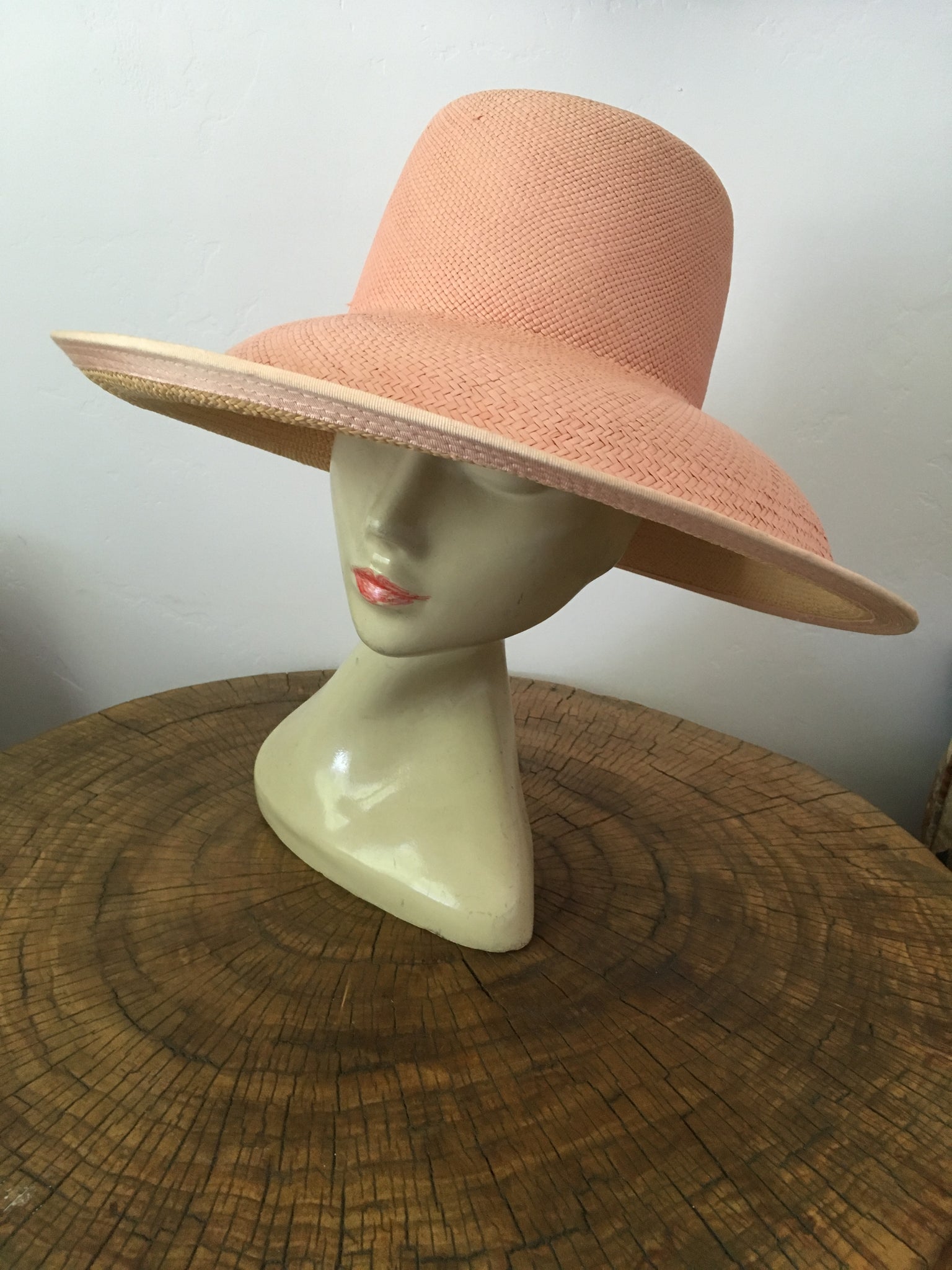 Women's Wide Brim Straw Hat with Flower Sash Pink