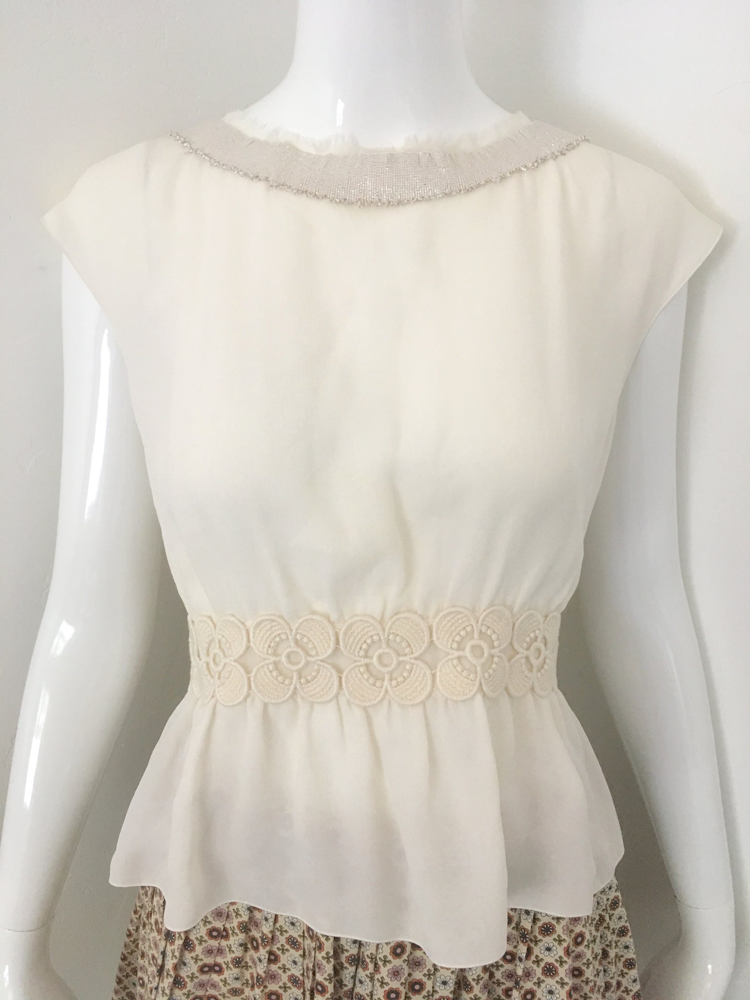 Sleeveless Silk Peplum Blouse with Beaded Neckline by Chanel – The End  Yucca Valley