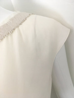 Sleeveless Silk Peplum Blouse with Beaded Neckline by Chanel