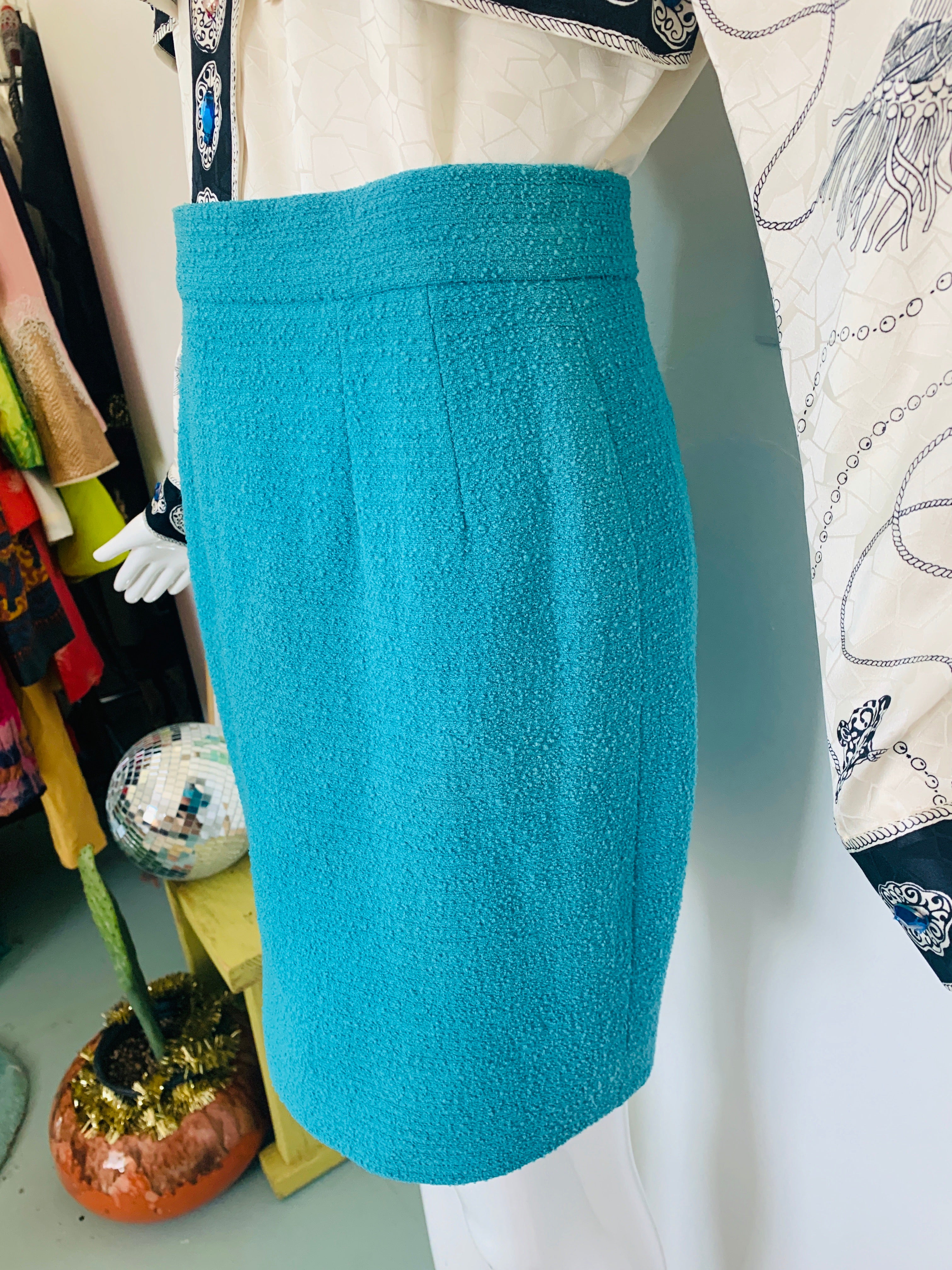 Turquoise Boucle Mini Skirt