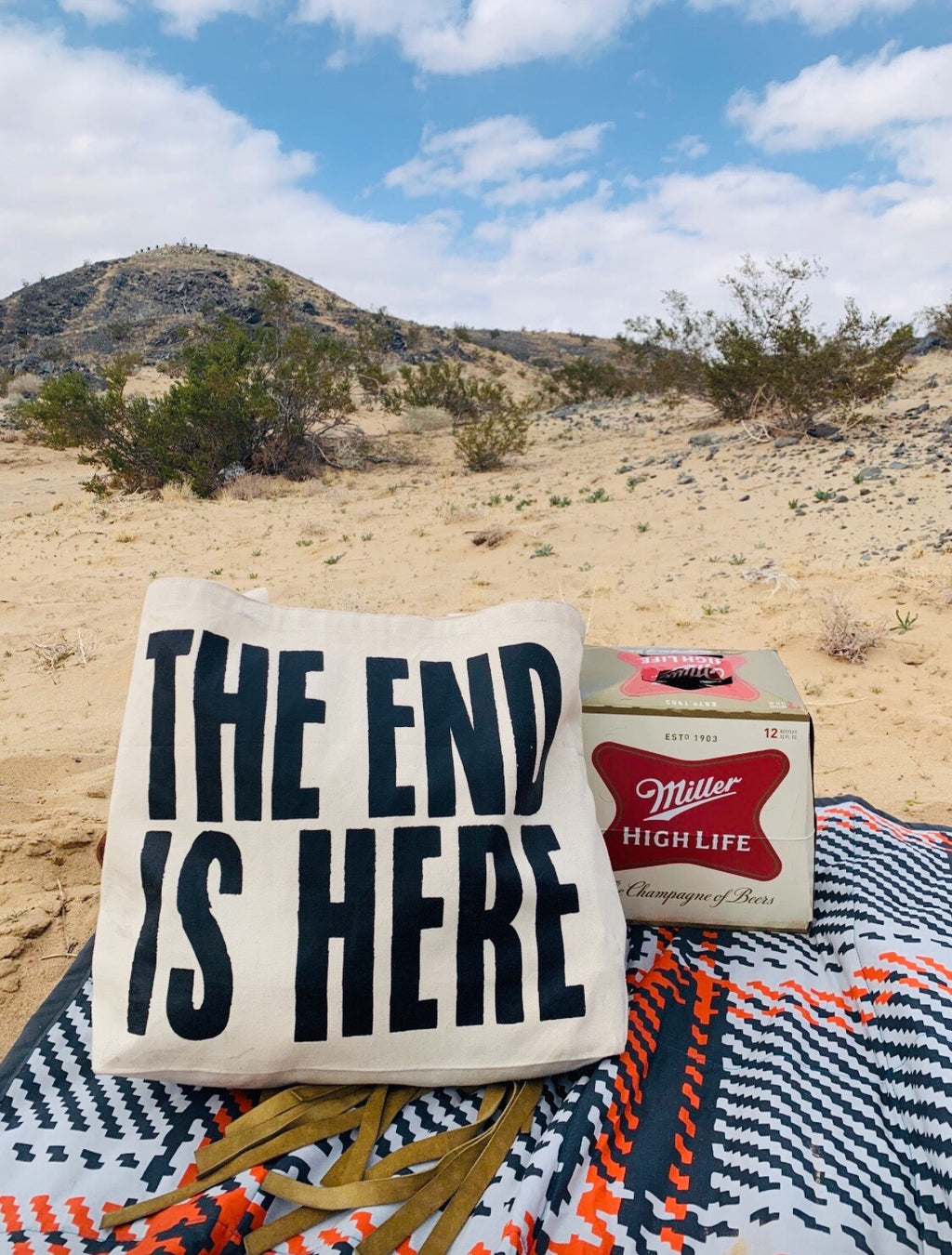 THE END IS HERE Large Tote Bag