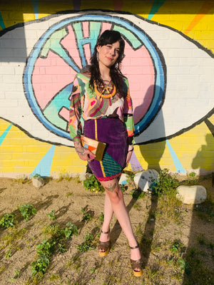 80s Fun Multicolor Studded Pencil Skirt