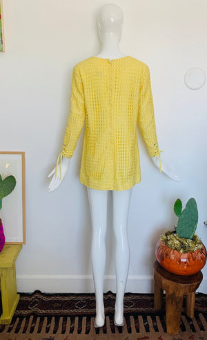60s Lace Up Yellow Mini Dress