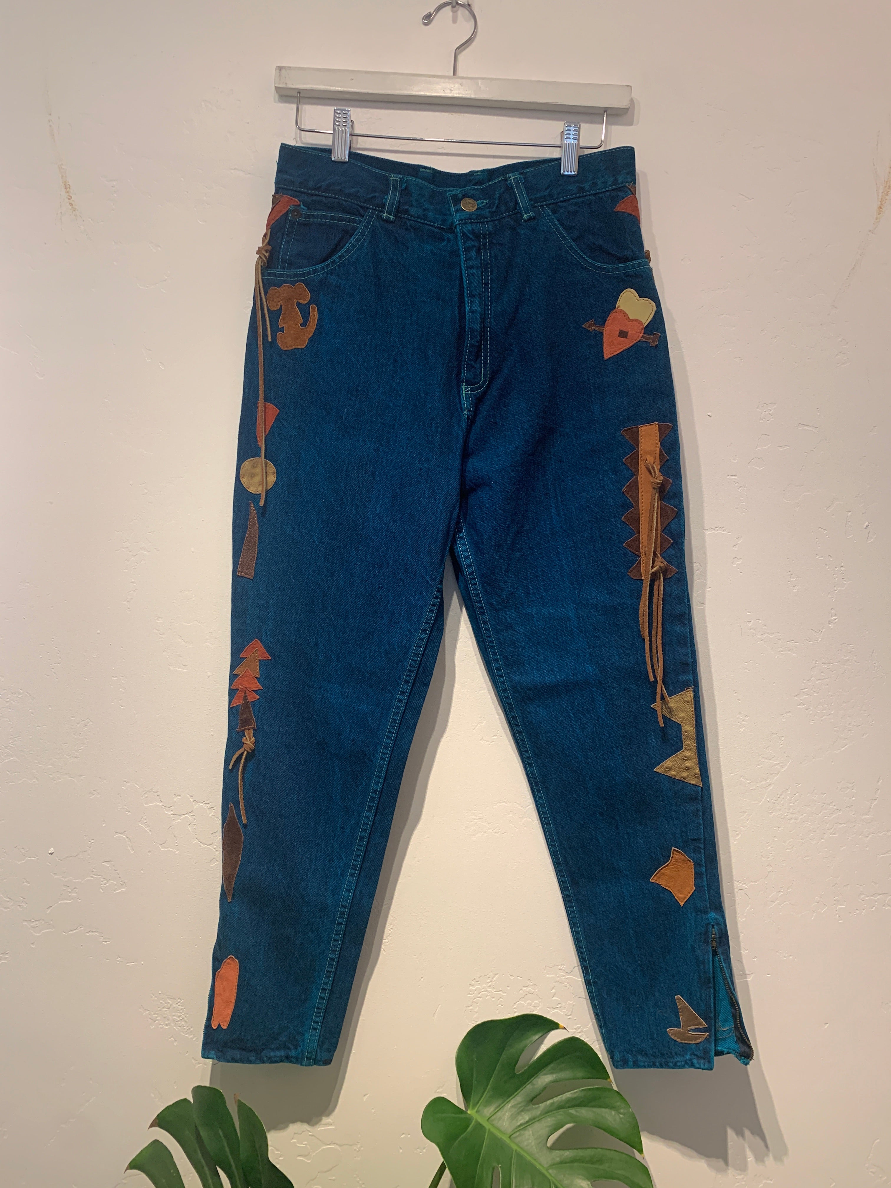 Vintage Overdye Denim Appliqué Pants