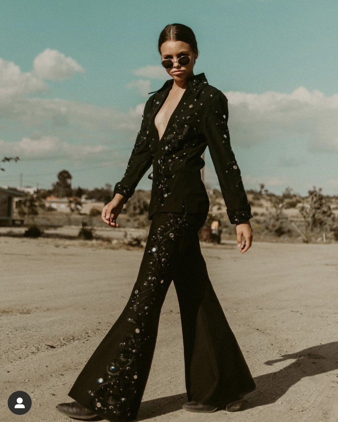 Black EMBELLISHED TWO PIECE SUIT The End Yucca Valley