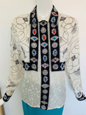 Silky 80’s Jeweled Blouse
