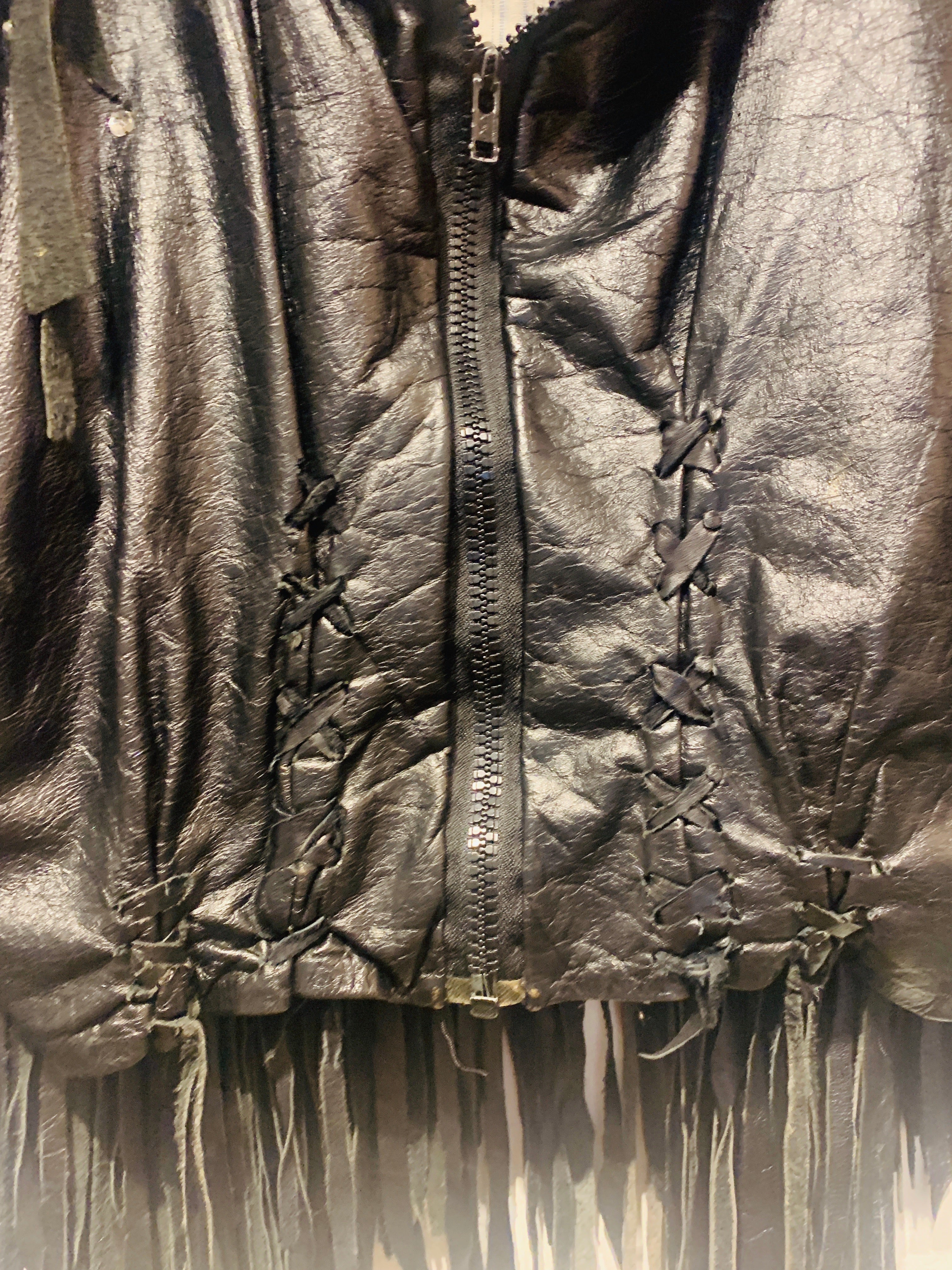 80’s Thrashed Fringe Leather Jacket