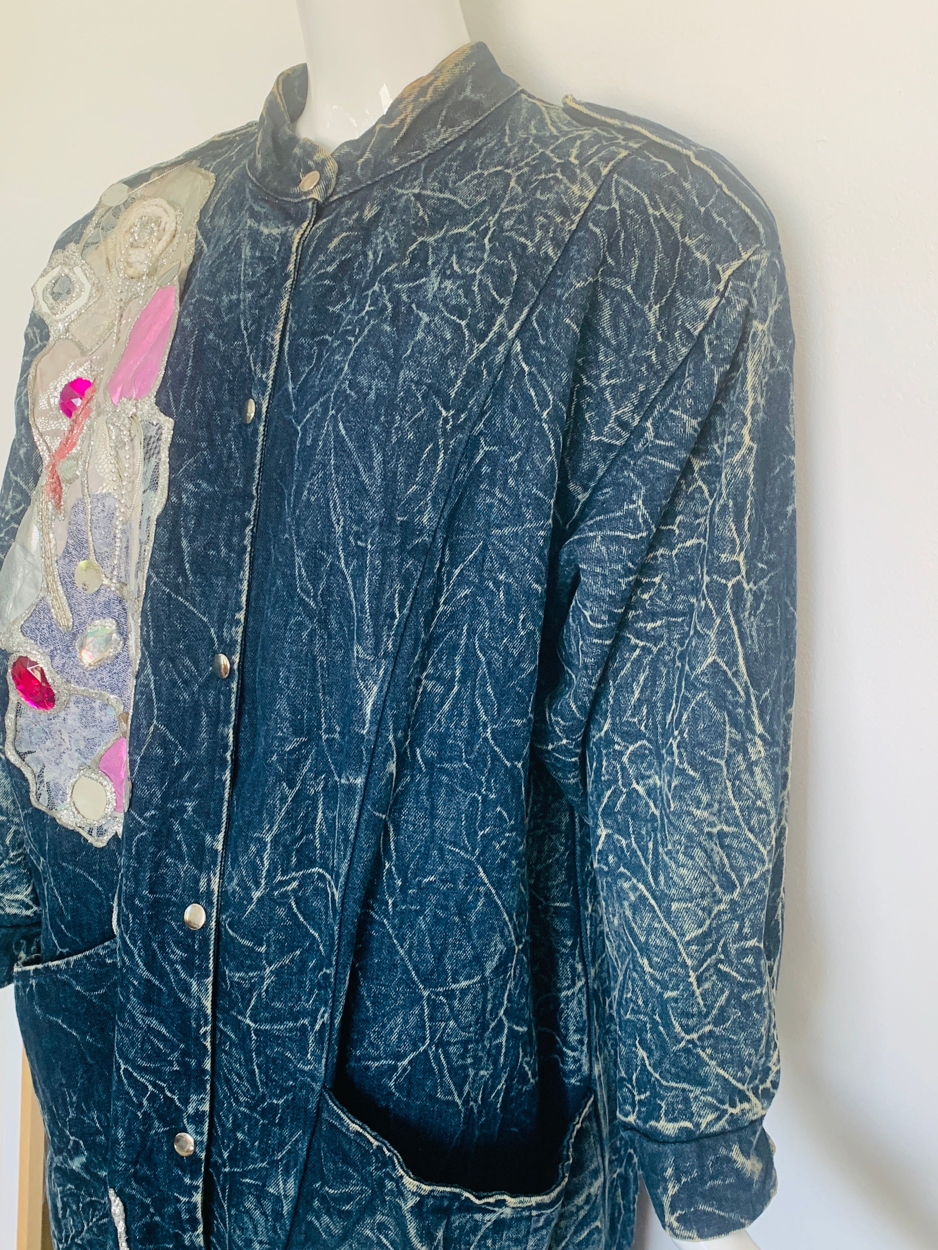 80s Acid Wash Art-To-Wear Trench