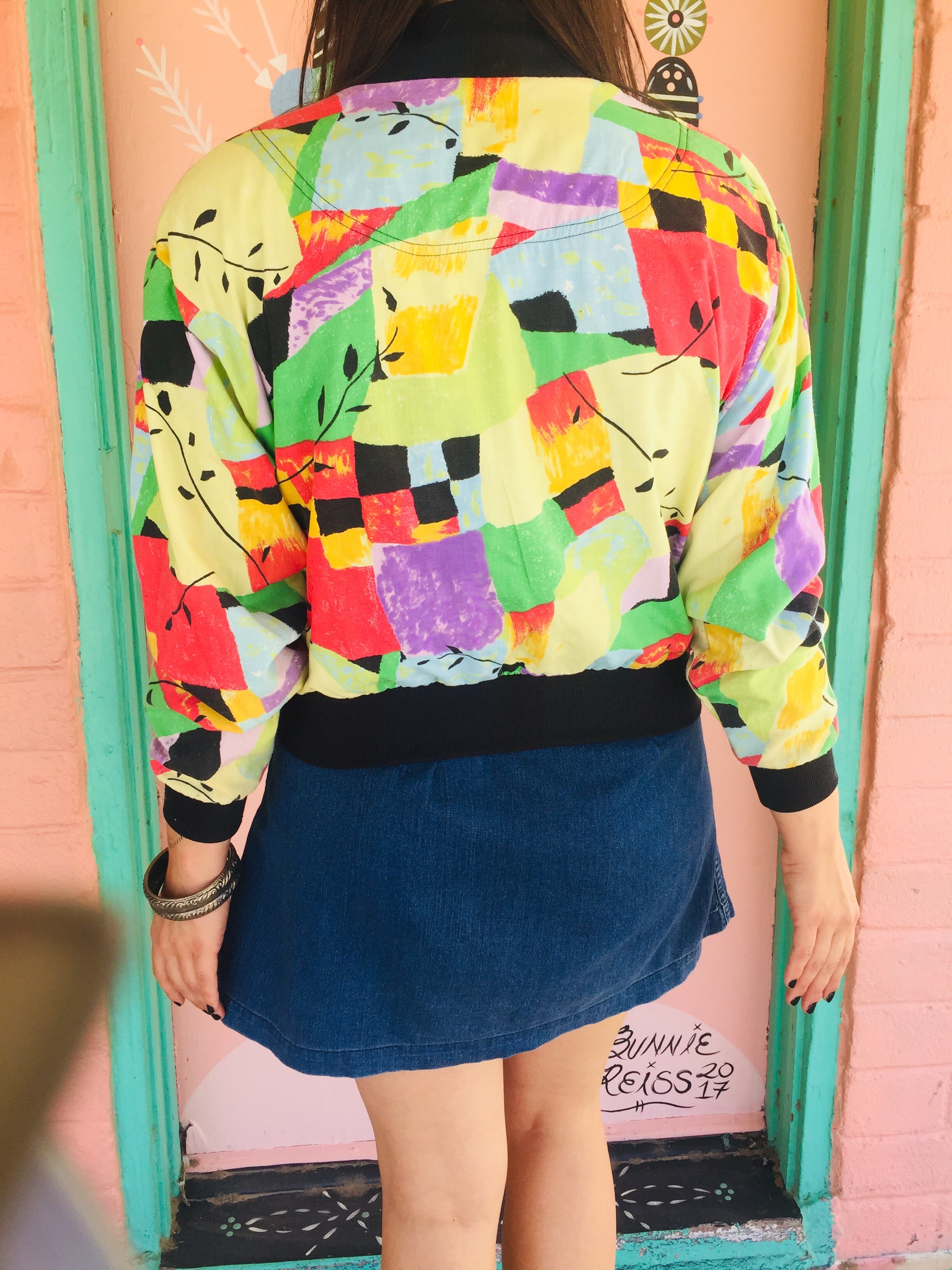 80s Fun Rainbow Colorblock Jacket