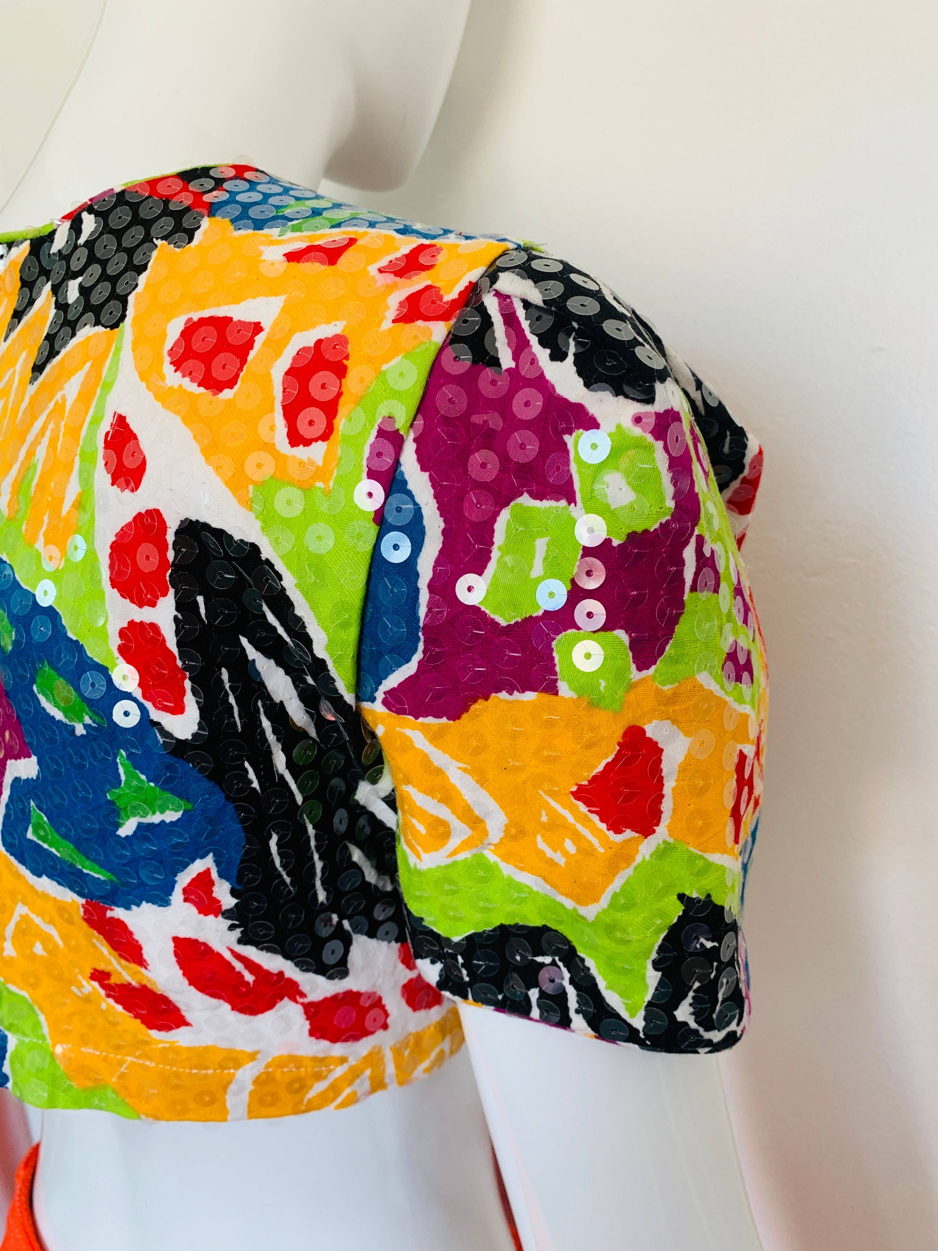 Crazy Colorful Sequin Crop Top