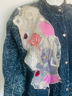 80s Acid Wash Art-To-Wear Trench