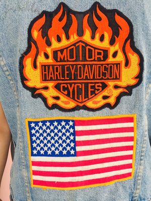 Vintage Harley Patch Denim Vest