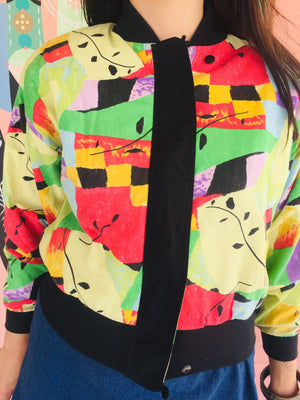 80s Fun Rainbow Colorblock Jacket