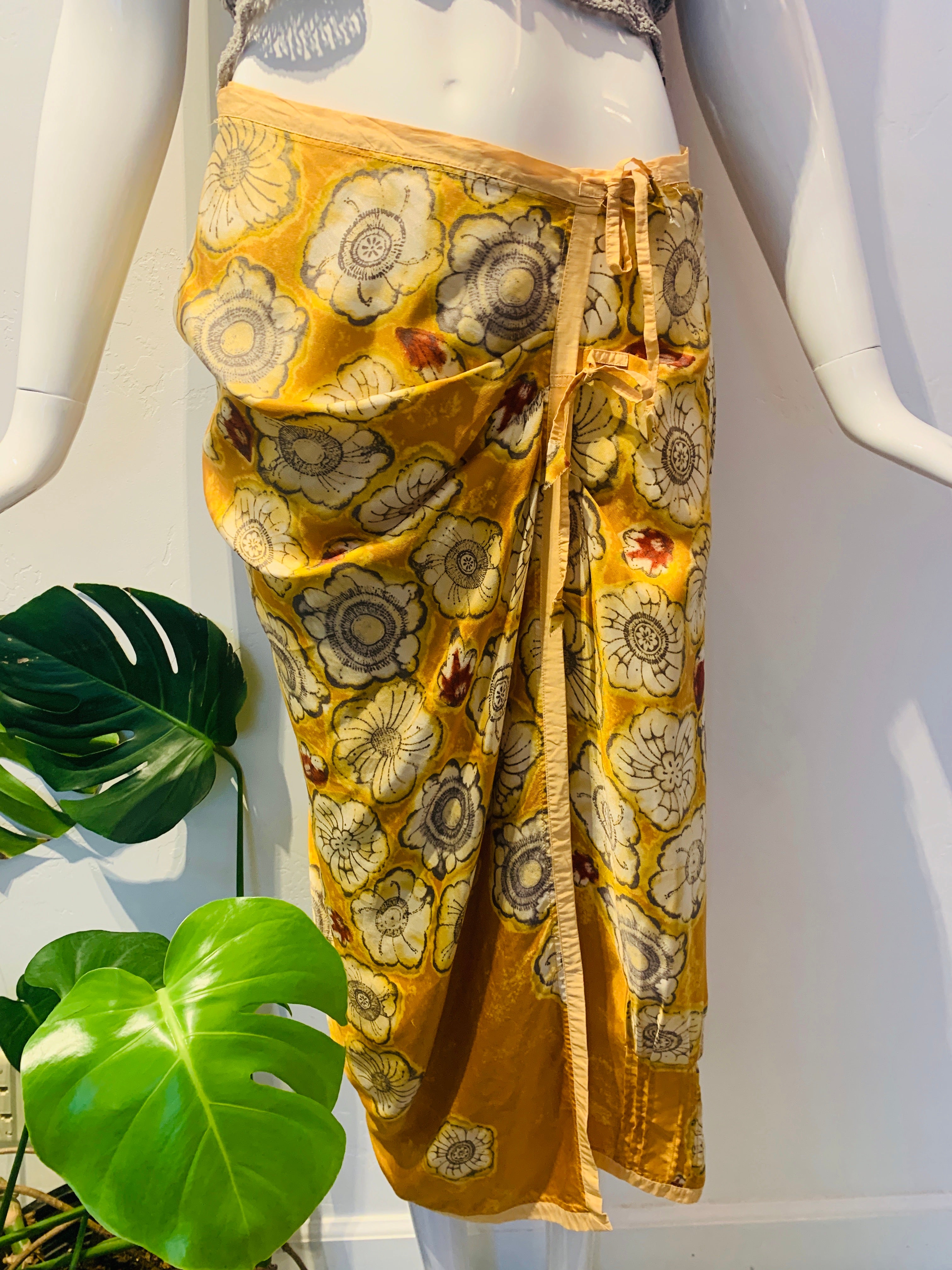 Floral Drapey Silk Skirt
