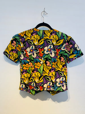 Vibrant Floral Crop Jacket