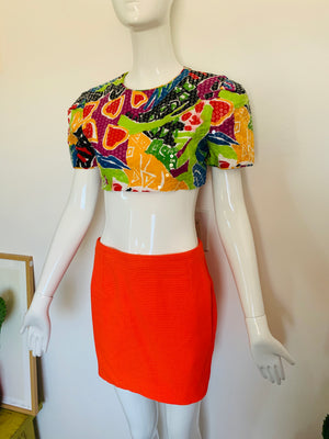 Crazy Colorful Sequin Crop Top