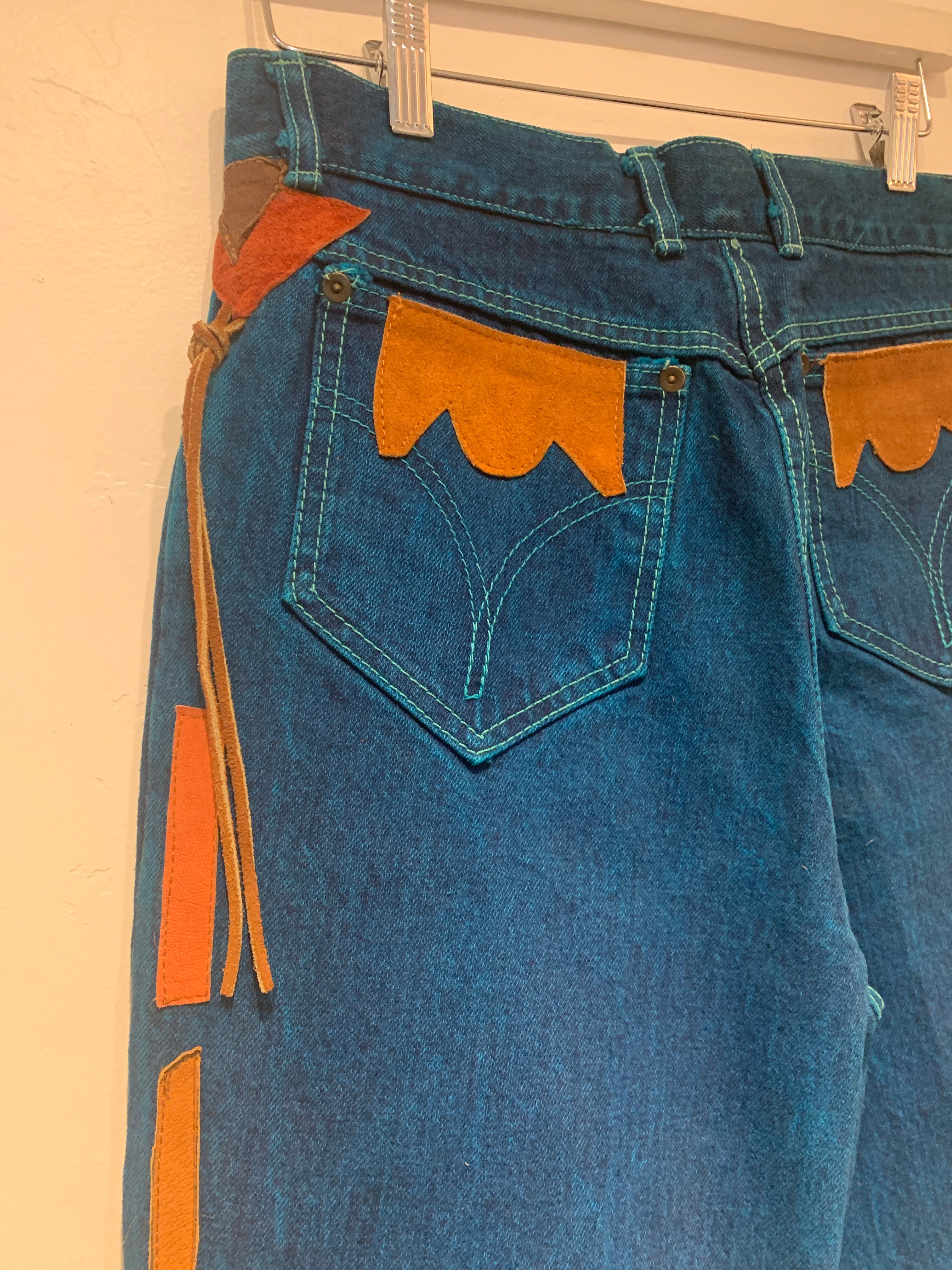 Vintage Overdye Denim Appliqué Pants