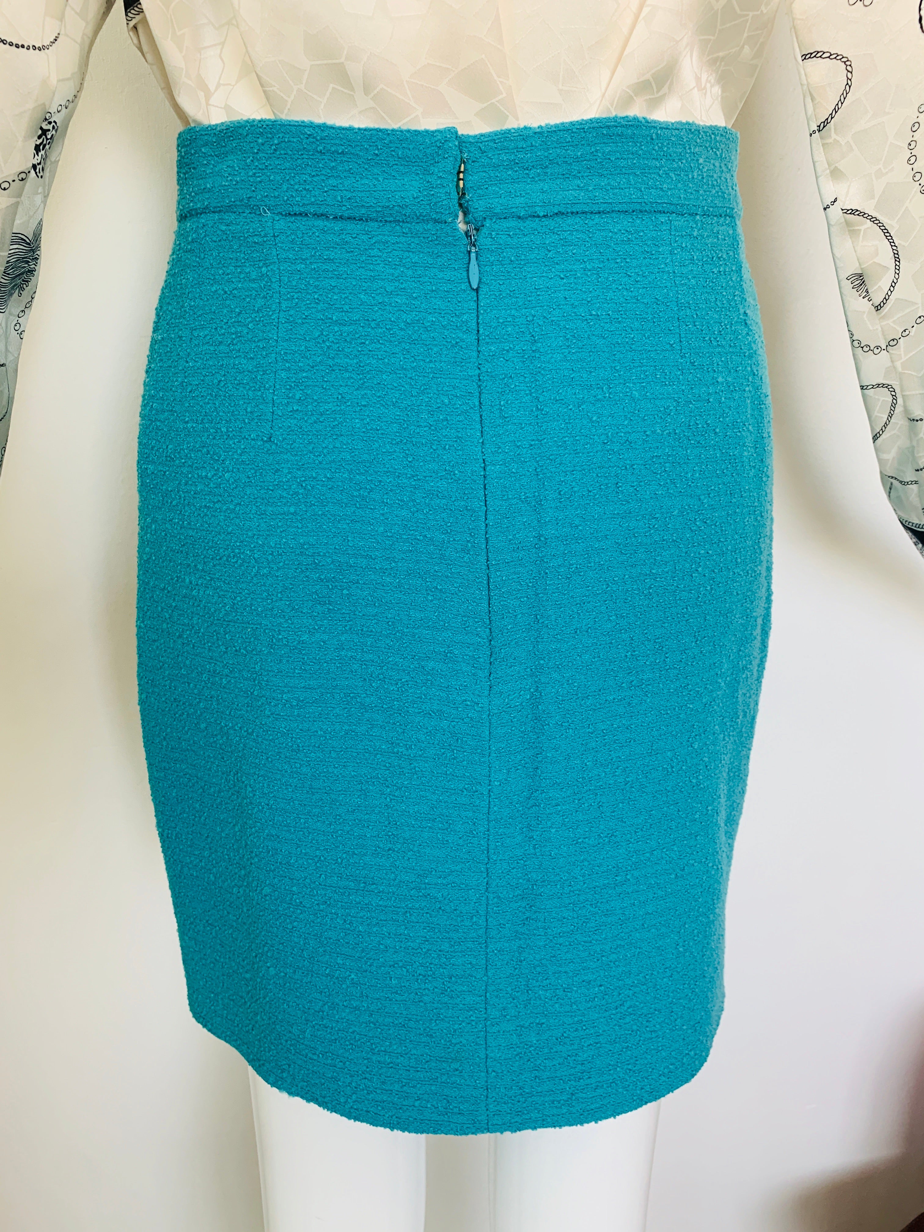 Turquoise Boucle Mini Skirt