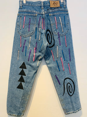 Custom Painted Blue Jeans